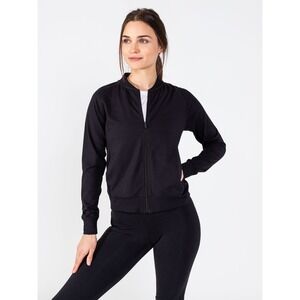 tasc Performance All Day Jacket Womens L Black Full Zip Cotton Bamboo Pockets